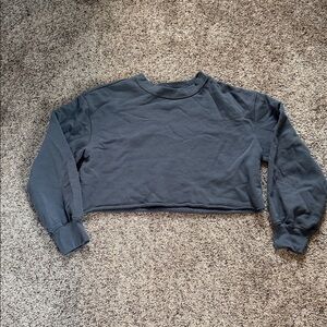 Divided Cropped Crewneck Sweatshirt - Charcoal